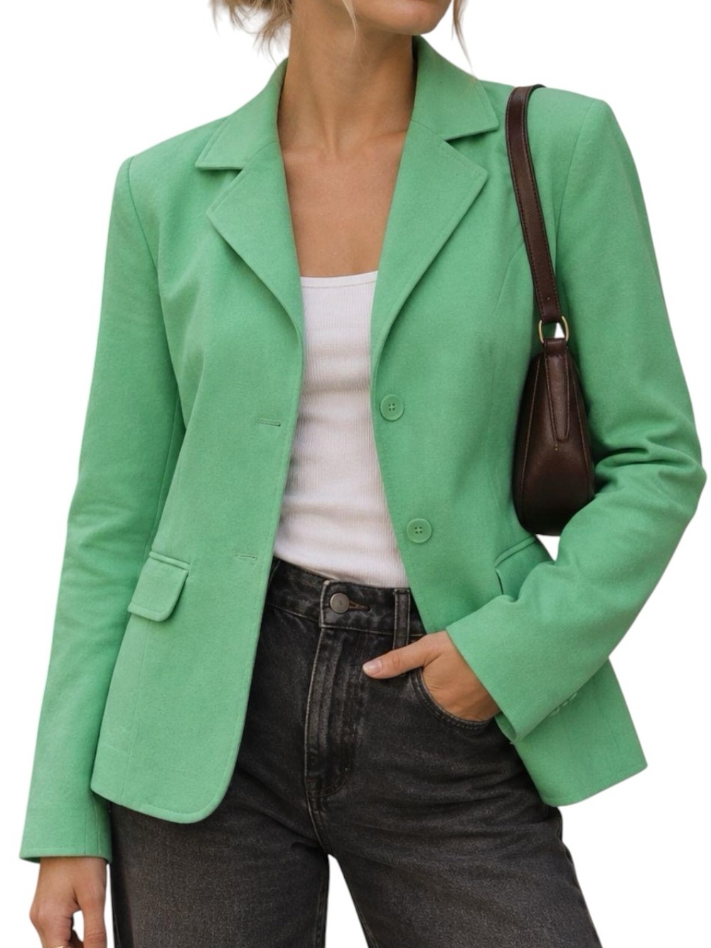 💚 Nordstrom Women’s Chic Mint Green Classic Minimalist Tailored Fall Blazer | 8